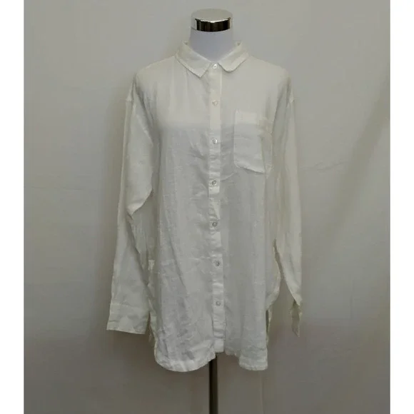 Athleta Linen Long and Lean Shirt Women's M White NWT #J5329 - Picture 2 of 15